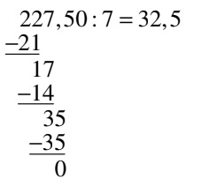 schriftliche division einer zahl durch 7 mit ergebnis 32,5